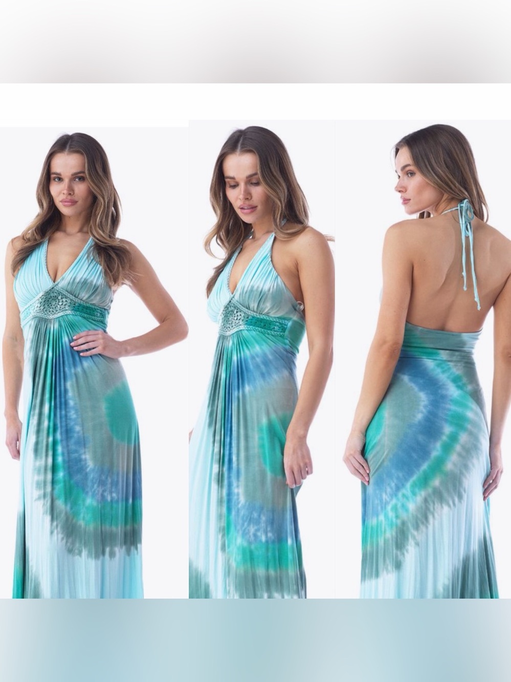 Sky Sabola multicolor tie-dye halter dress M - Picture 12 of 13